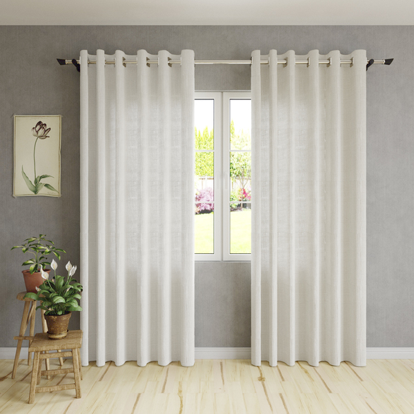 Cortina Bali Voil Ilhós Linho Bege 2,6x4m 2 Folhas Belchior