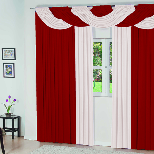 Cortina Bela Casa Dona 200x170 Cm Vermelho Leroy Merlin