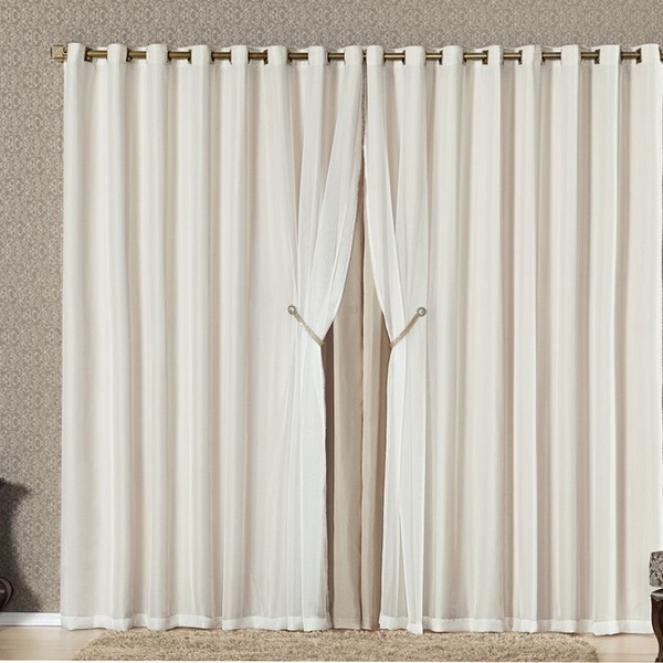 Cortina Bélgica Voal Varão Simples 3,00m X 2,50m. Bege