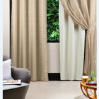 Cortina Blackout + Voil Xadrez -  Bege -  2,00 (l) X 1,30 (a)