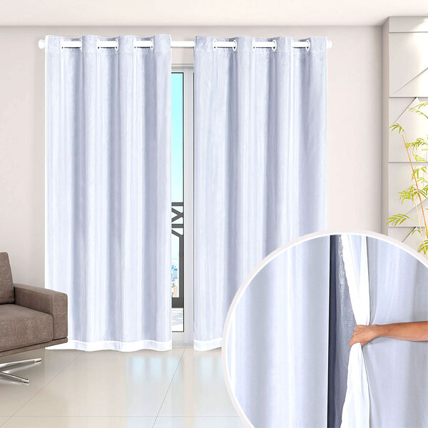 Cortina Blackout Branca Com Voil 2,80m X 2,30m Ideal Para Var