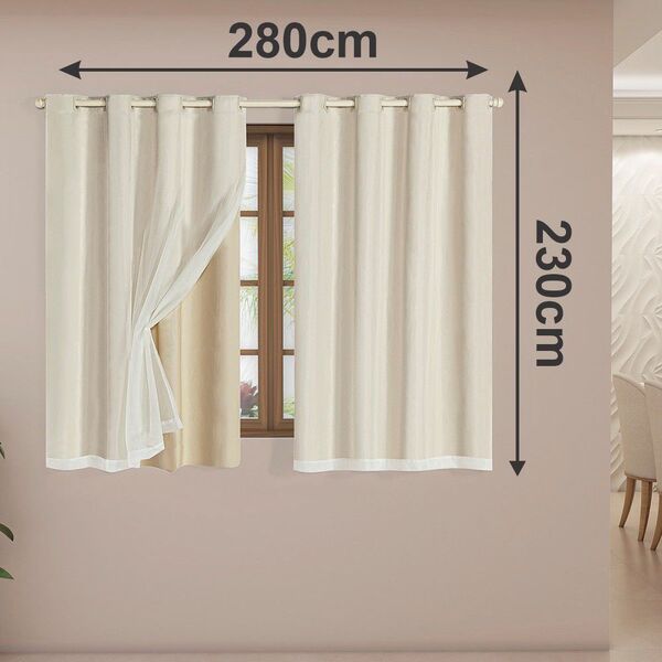 Cortina Blackout C/voil 2,80m X 2,30m Avela [cor: Palha]