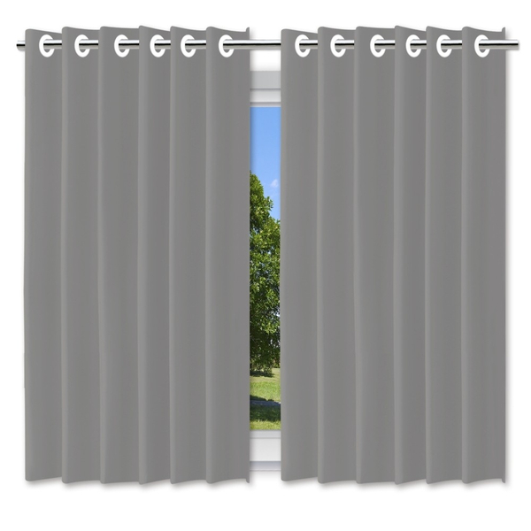 Cortina Blackout Cinza Película Com Ilhós 280x180