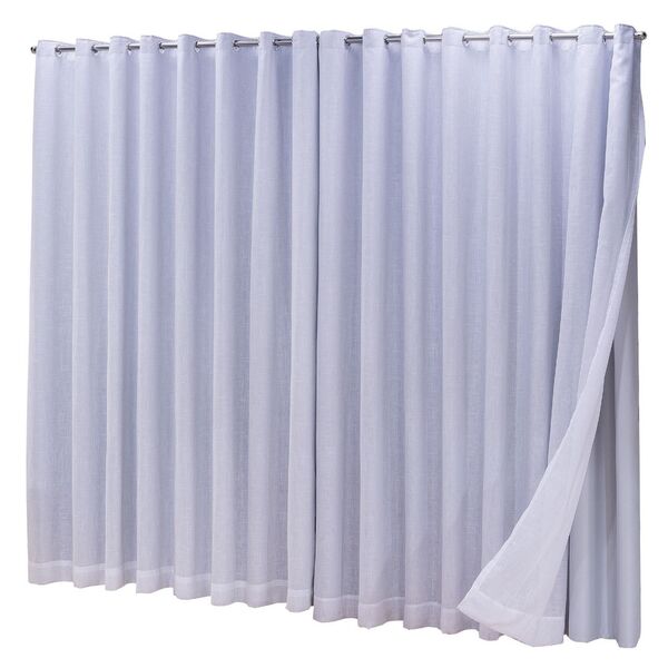 Cortina Blackout Com Linho 2,80x2,50 Para Varão Duplo Branco-