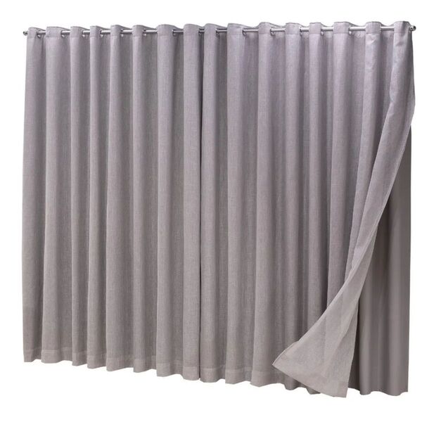 Cortina Blackout Com Linho 2,80x2,70 Para Varão Duplo Cinza