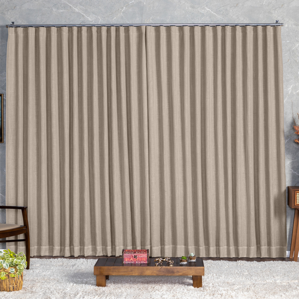 Cortina Blackout Com Linho 3,00x2,70 Para Trilho Duplo Avelã