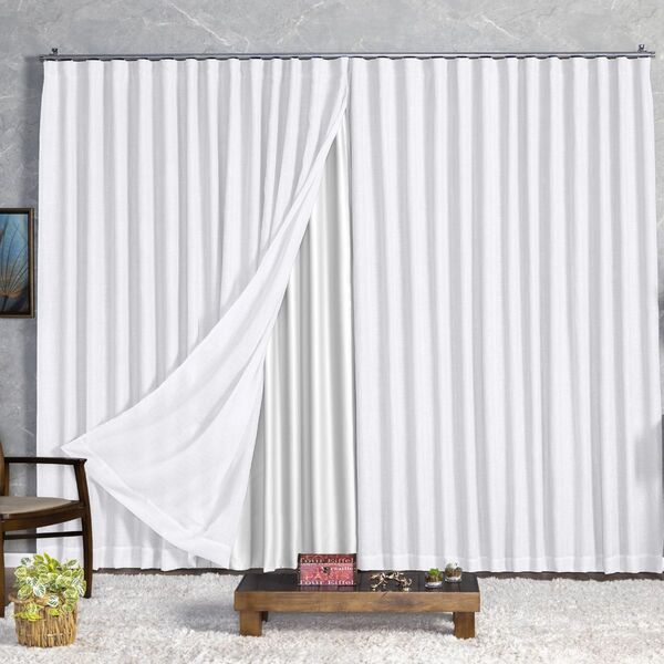 Cortina Blackout Com Linho 4,00x2,70 Para Varão Duplo Branco-
