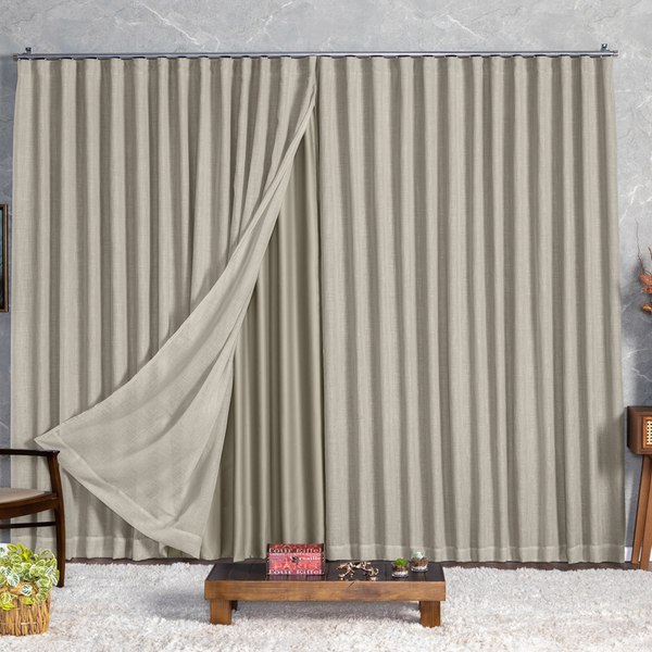 Cortina Blackout Com Linho 6,00x2,70 Para Trilho Suíço Palha