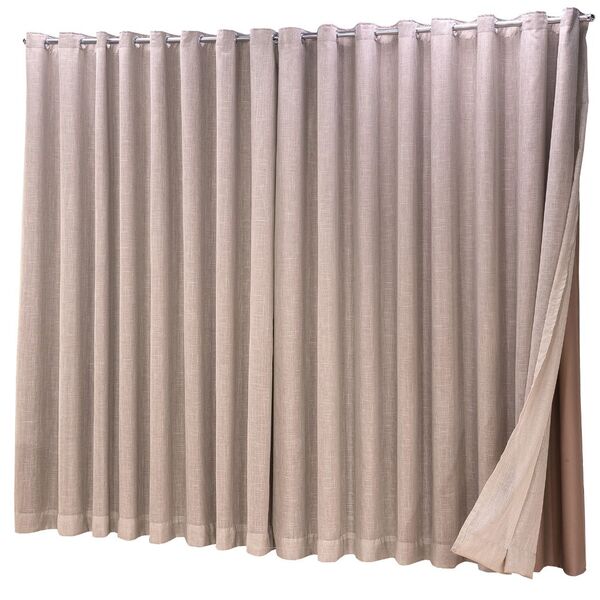 Cortina Blackout Com Linho 6,00x2,70 Para Varão Simples Avelã