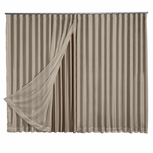 Cortina Blackout Com Voil 2,80x2,30 Para Trilho Suíço Avelã