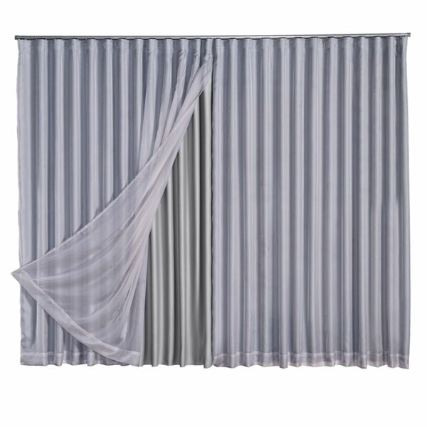 Cortina Blackout Com Voil 2,80x2,30 Para Trilho Suíço Gelo