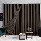 Cortina Blackout Com Voil 4,00x2,30 Para Trilho Duplo Marrom-