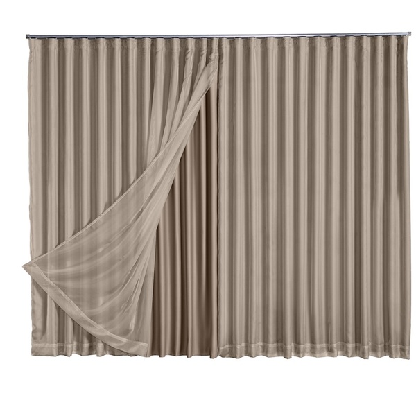 Cortina Blackout Com Voil 4,00x2,30 Para Trilho Suíço Avelã