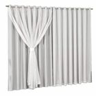 Cortina Blackout Com Voil 4,00x2,50 Para Varão Duplo Gelo