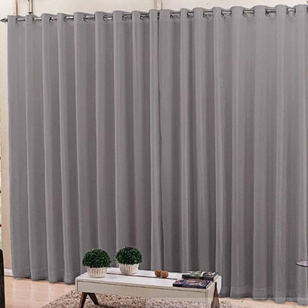Cortina Blackout Com Voil 5,00x2,50 Para Varão Simples Cinza