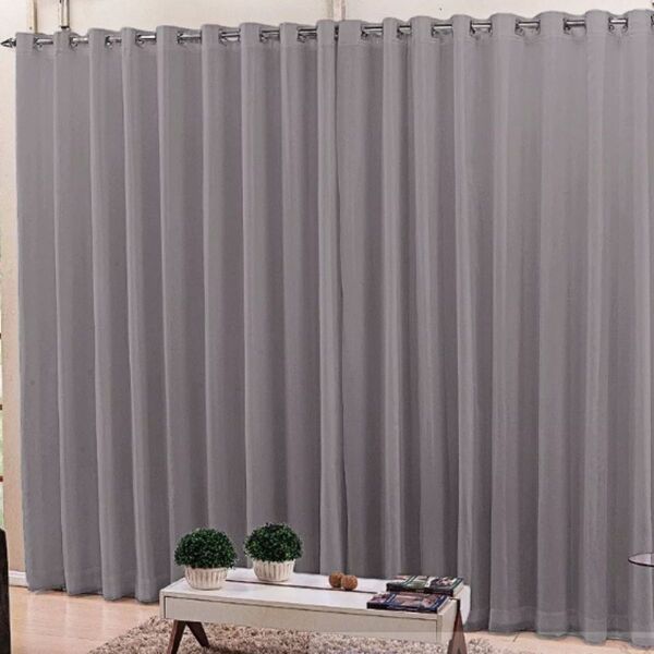 Cortina Blackout Com Voil 5,00x2,50 Para Varão Simples Cinza