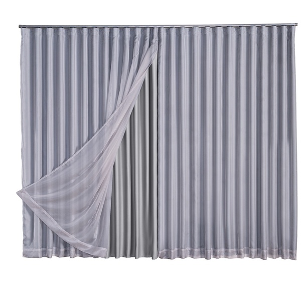 Cortina Blackout Com Voil 5,00x2,70 Para Trilho Suíço Gelo