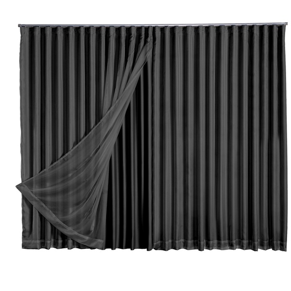 Cortina Blackout Com Voil 5,00x2,50 Para Trilho Duplo Preto