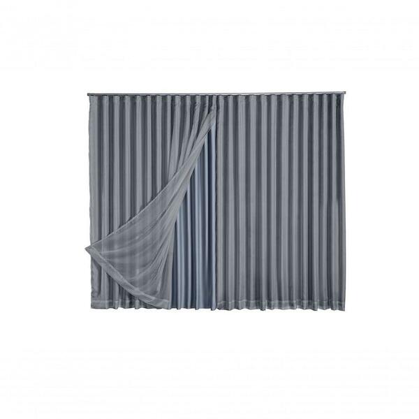 Cortina Blackout Com Voil 6,00x2,30 Para Trilho Suíço Cinza