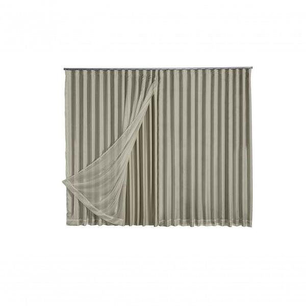 Cortina Blackout Com Voil 6,00x2,30 Para Trilho Suíço Palha