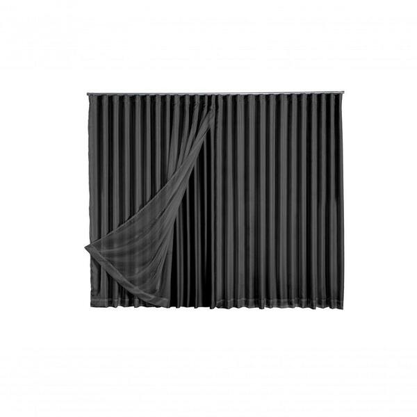 Cortina Blackout Com Voil 6,00x2,30 Para Trilho Suíço Preto