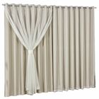 Cortina Blackout Com Voil 6,00x2,70 Para Varão Simples Palha
