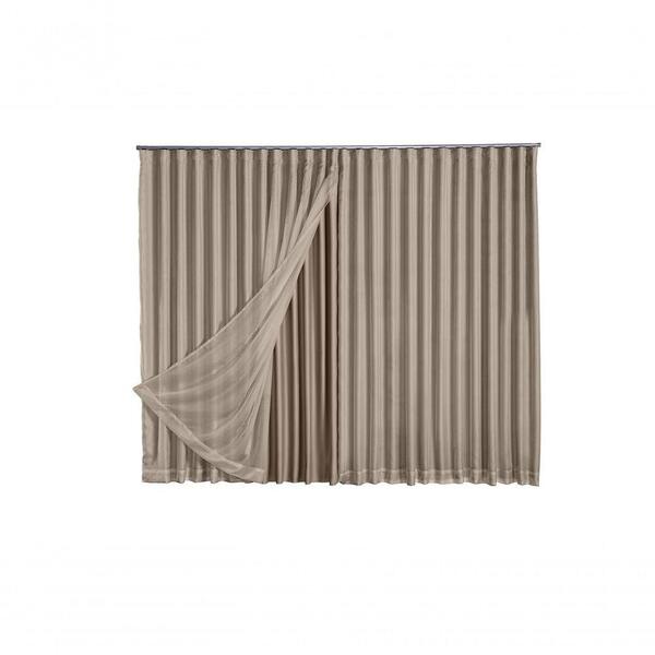 Cortina Blackout Com Voil 6,00x2,30 Para Trilho Suíço Avelã