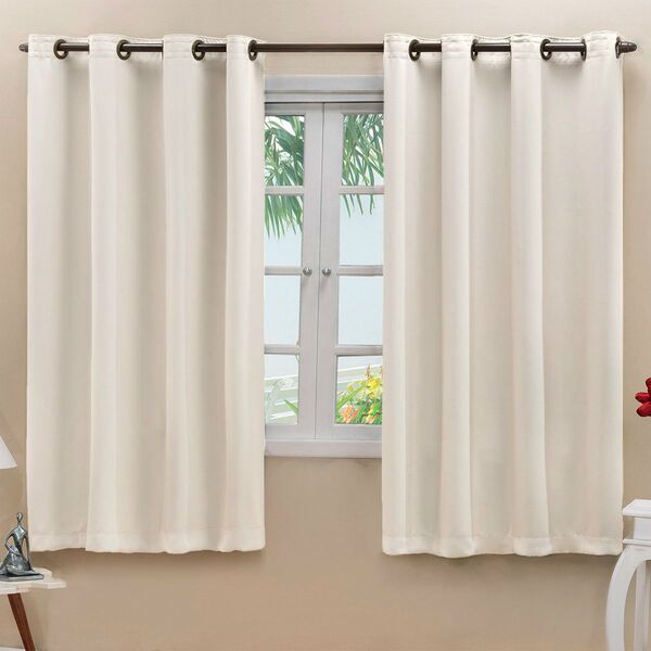 Cortina Blackout Em Tecido Bege Corta Luz 2 00m X 1 30m