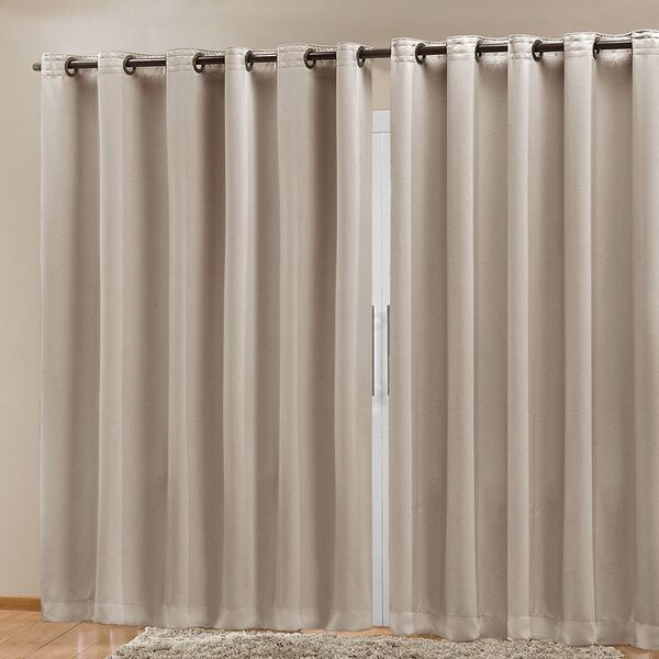 Cortina Blackout Em Tecido Class Bege Corta Luz 4 00m X 2 70m