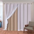 Cortina Blackout Em Tecido Class C/ Voil Fendi/branco Corta L