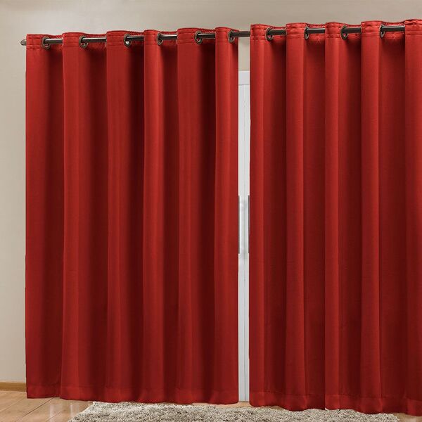 Cortina Blackout Em Tecido Class Vermelho Corta Luz 4 00m X 2