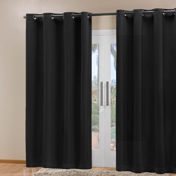 Cortina Blackout Em Tecido Preto Corta Luz 2 80m X 2 30m