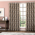 Cortina Blackout Folhas - Jacquard - Marrom - 4 00m X 2 50m -