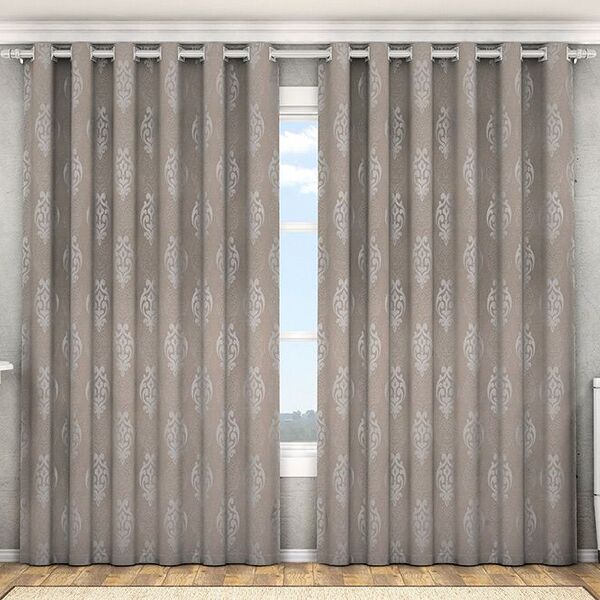 Cortina Blackout Medalhão - 4,00m x 2,50m - Marrom - P/ Varão