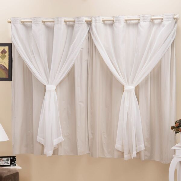 Cortina Blackout Pvc C/ Voil Bege Corta Luz 2 00m X 1 40m