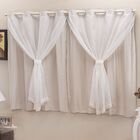 Cortina Blackout Pvc C/ Voil Bege Corta Luz 2 80m X 1 60m