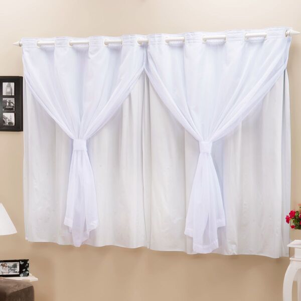 Cortina Blackout Pvc C/ Voil Branco Corta Luz 2 00m X 1 40m