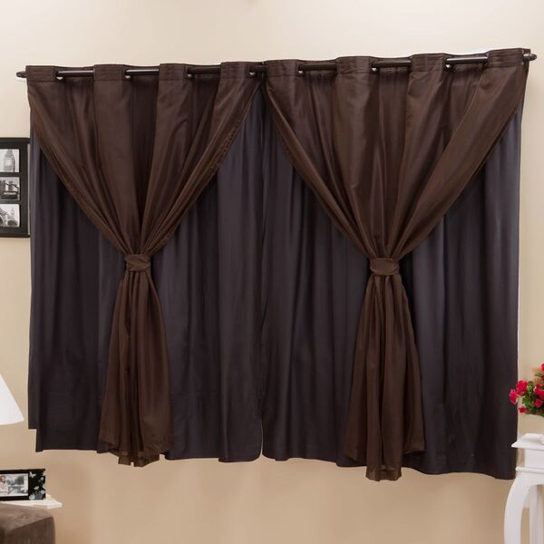 Cortina Blackout Pvc C/ Voil Tabaco Corta Luz 2 00m X 1 40m
