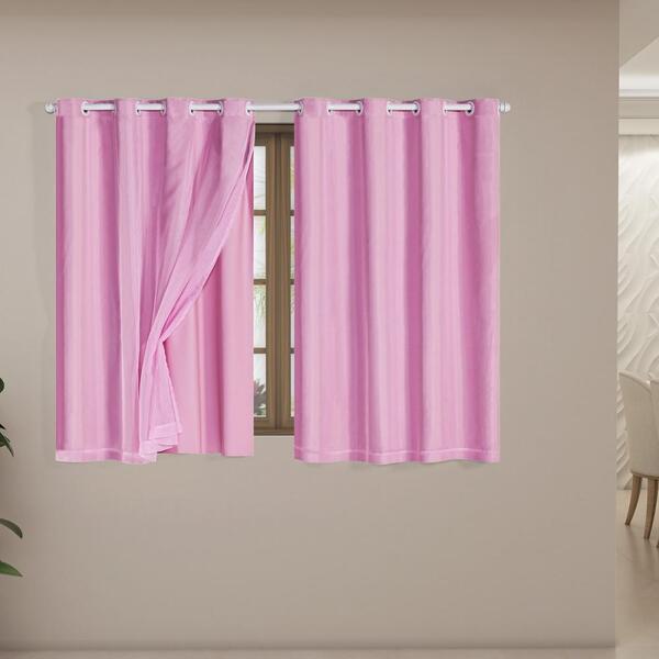 Cortina Blackout Pvc Com Tecido Voil 2,80 M X 1,60 M Rosa