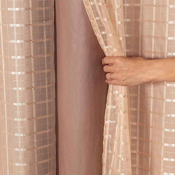 Cortina Blackout Pvc Com Voil Tecido Xadrez 2,8 M X 2,3 M  -