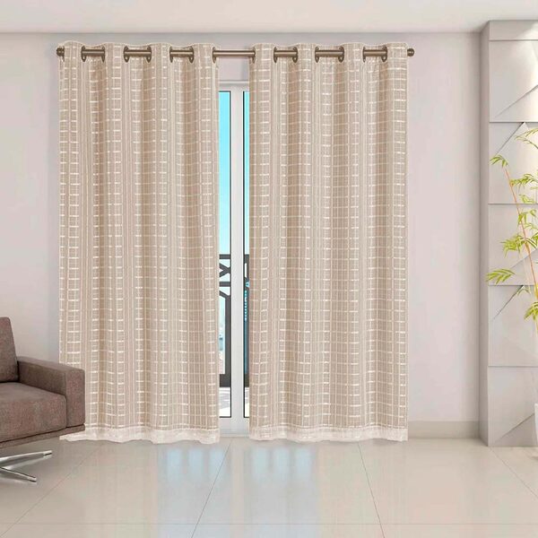 Cortina Blackout Pvc Com Voil Tecido Xadrez 2,8 M X 2,3 M  -