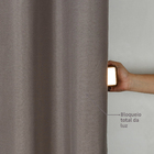 Cortina Blackout Rubi Ilhós Taupe 5,4x2,6m 2 Folhas Bella Janela