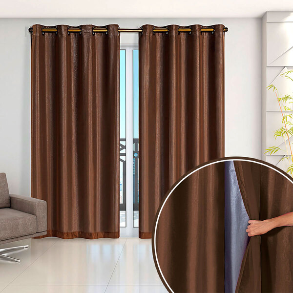 Cortina Blackout Tabaco Com Voil 2,80m X 2,30m Ideal Para Var