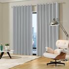 Cortina Blackout Tecido 400x250 Cinza Claro Ilhós Cromado Adm