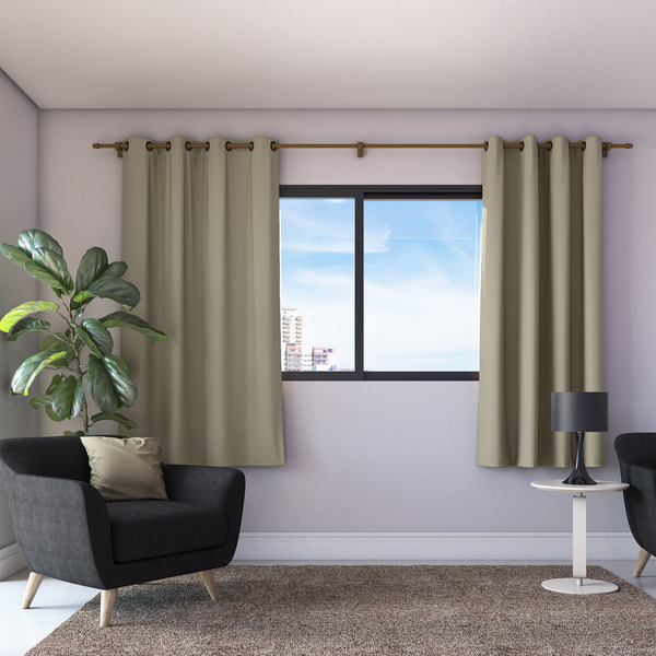 Cortina Blackout Tecido Microfibra Khaki 2,80X1,80