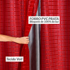 Cortina Blackout Vermelho Com Voil Xadrez Corta Luz 100% 2,80