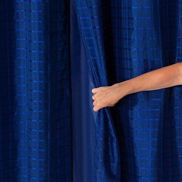 Cortina Blackout Voil Xadrez 2,00 M X 1,40 M Marinho