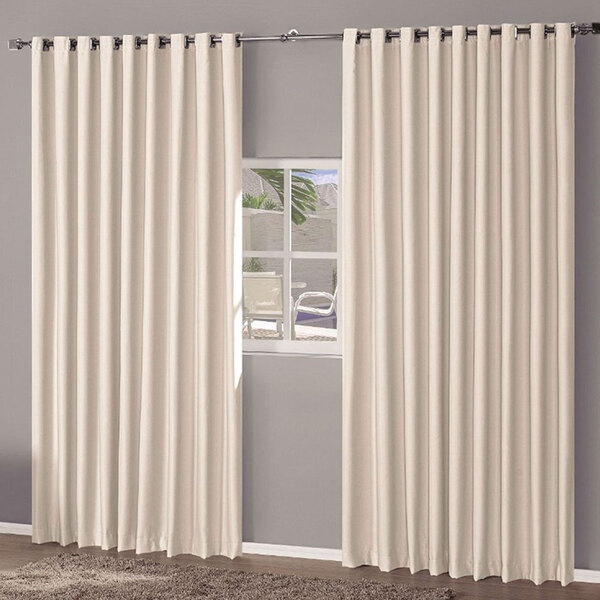 Cortina Blecaute De Tecido Palha 5,00m X 2,70m Para Varão De