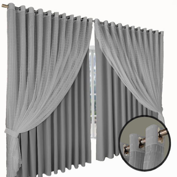 Cortina Blecaute Para Sala E Quarto Jade 7,30 X 2,50 Cinza