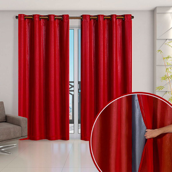 Cortina Blecaute Vermelha Com Voil 2,80m X 2,30m Ideal Para V